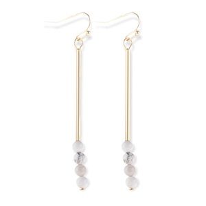 Riah White/Opal Bead Hook Dangle Earrings